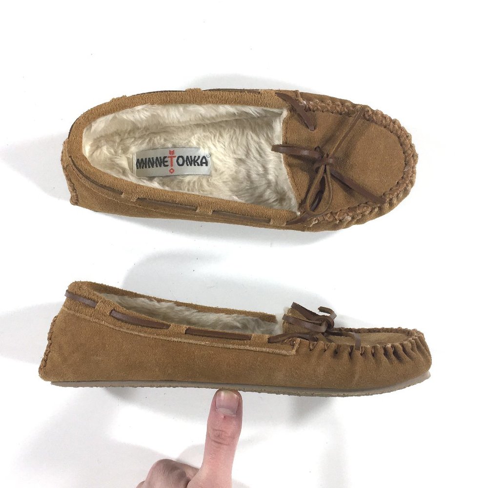Minnetonka Cally Slipper Pile Lined Womens Size 7 Cinnamon Brown Suede 4011
